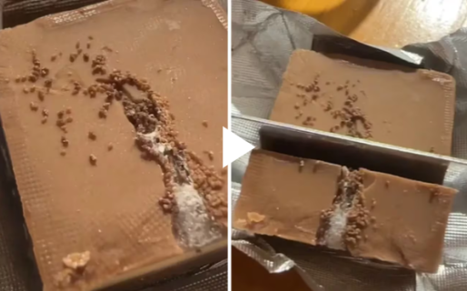 Una joven compró un chocolate, lo abrió por la mitad y descubrió algo asqueroso: “Ojalá no les pase nunca”