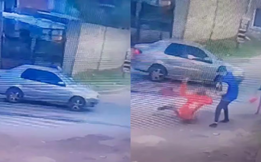 La desgarradora reacción de una nena al ver cómo un ladrón empujó y arrastró a su mamá para robarle