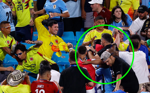 Los jugadores de Uruguay se agarraron a trompadas con hinchas colombianos