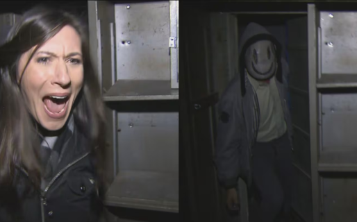 La reacción de una periodista al ver un “fantasma” durante un móvil