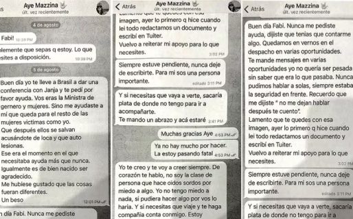 Fabiola Yañez aportó los chats con Ayelén Mazzina y pidió que no se investigue uno de sus teléfonos