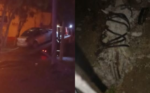 Un conductor impactó contra un poste y se fugó a pie