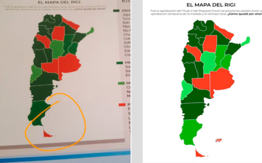 Polémica por la difusión de un mapa de Argentina sin las Islas Malvinas