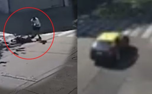 Un taxista vio cómo dos motochorros atacaban a una mujer y los atropelló para impedir el robo