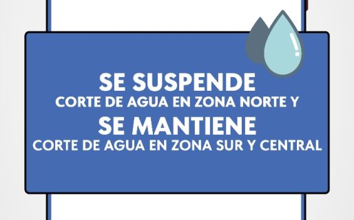 Suspenden el corte de agua en zona norte programado para este viernes