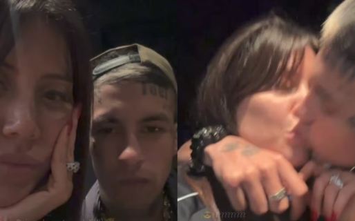 Wanda Nara hizo un vivo con L-Gante para celebrar su noviazgo y se mostraron a los besos