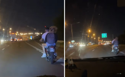 Un joven mostró qué se debe hacer al ver una moto sin luces en la autopista