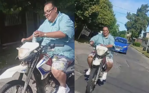 Escracharon a un inspector de tránsito manejando una moto sin patente, sin casco y con una lata en la mano