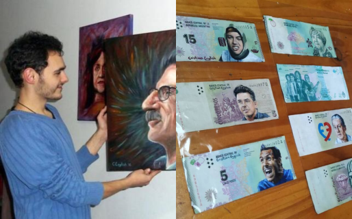 El artista comodorense que transforma billetes en obras de arte