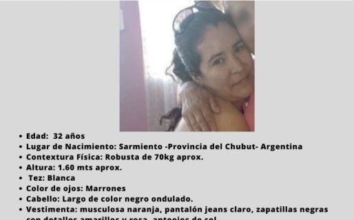 Buscan a una mujer de 32 años que desapareció en Comodoro