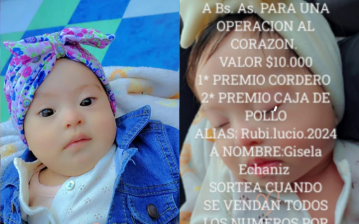 Rubí necesita un cirugía cardíaca en Buenos Aires: la familia organiza una rifa solidaria