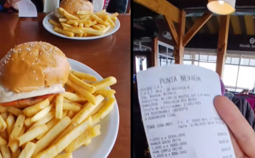Fue a comer al Cerro Catedral, pidió hamburguesas con papas fritas y dos bebidas: mostró el ticket final