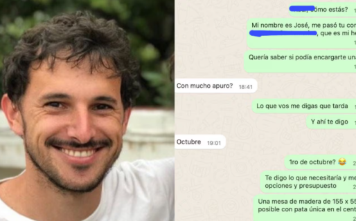 Le habló a un carpintero por WhatsApp, le preguntó por una mesa y recibió la respuesta que nunca imaginó