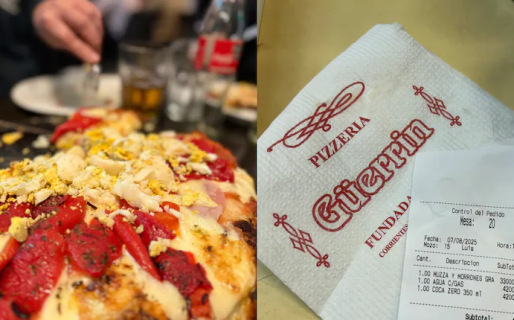 Fue a comer a Güerrín, pidió una pizza de muzzarella con morrones y dos bebidas: mostró el ticket final