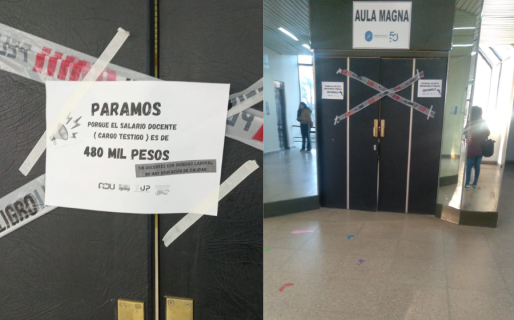 Clausuraron simbólicamente el «Aula Magna» de la UNPSJB por reclamo salarial: docentes suspendieron las clases