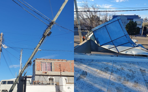 Postes caídos, chapas sueltas y ráfagas de hasta 95 km/h: cómo continúa la jornada