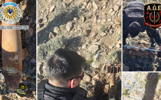 Hallaron un proyectil de mortero en un campo cercano a Sarmiento