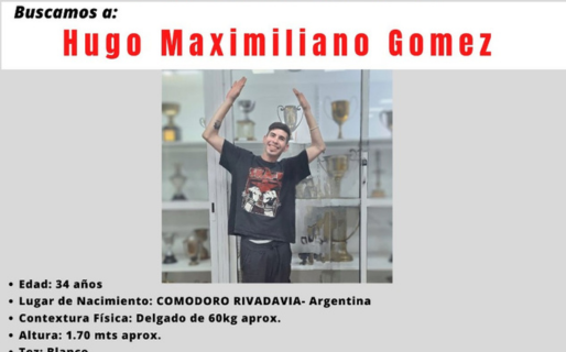 Buscan a Hugo Gómez, un hombre de 34 años visto por última vez el lunes