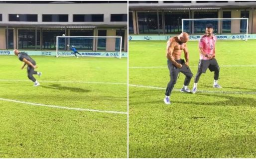 El golazo viral del guardaespaldas de Messi en una práctica con polémico festejo al estilo Cristiano Ronaldo