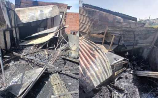 Dramático incendio en San Cayetano: una familia perdió su casa y organiza una rifa solidaria