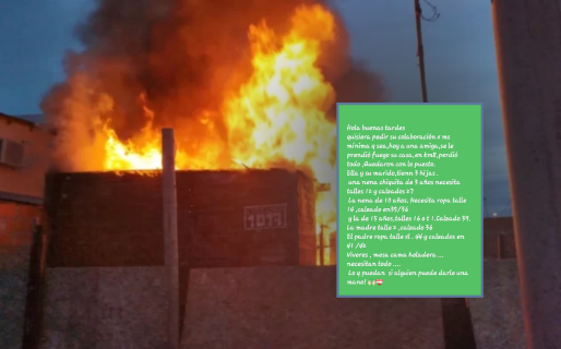 Piden ayuda para una familia que perdió todo en un incendio en Km 8: «Se quedaron con lo puesto»