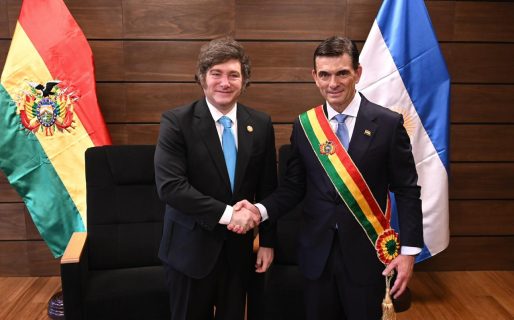 Javier Milei participó de la asunción de Rodrigo Paz como nuevo presidente de Bolivia