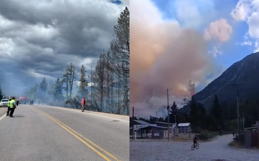 Incendios simultáneos en El Bolsón y Epuyén: brigadistas y bomberos trabajan contra las ráfagas
