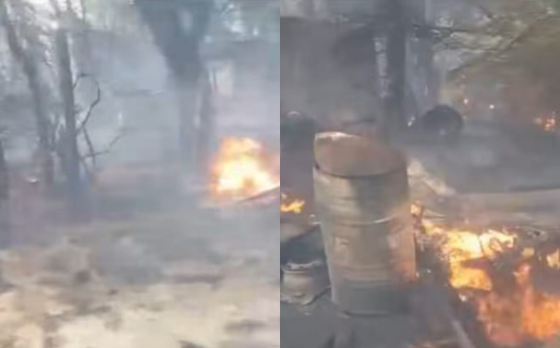 Bomberos llevan más de 7 horas luchando contra un incendio en medio del temporal