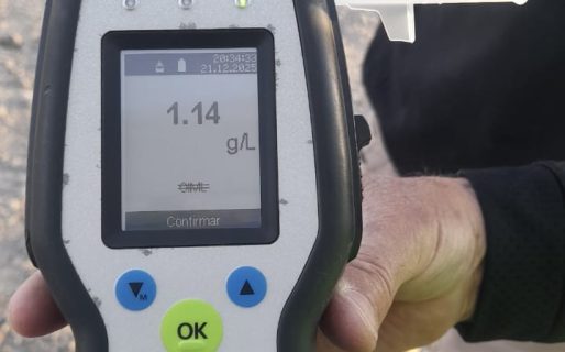 Se pasó de brindis: Manejaba con 1,14 g/L de alcohol en sangre 