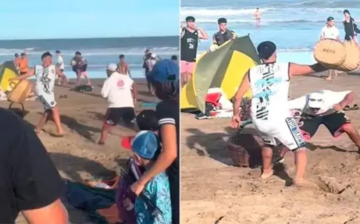 Batalla campal en la playa: churreros y vendedores de licuados protagonizaron una violenta pelea