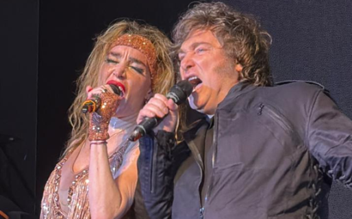 Javier Milei espectador y protagonista: Vio el show de Fátima Flórez y cantó “El rock del gato”