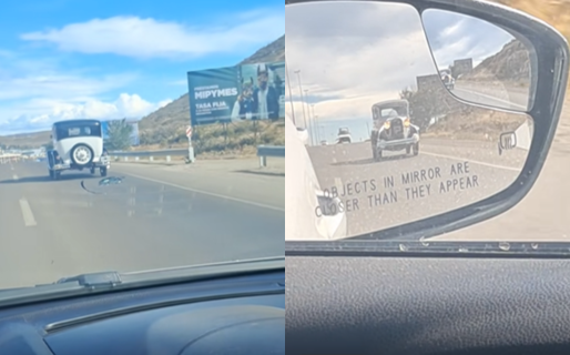 Se encontró con un auto clásico en Rada Tilly y quedó maravillado