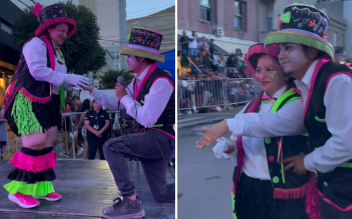 Amor en los carnavales de Comodoro: murgueros protagonizan una propuesta de matrimonio especial