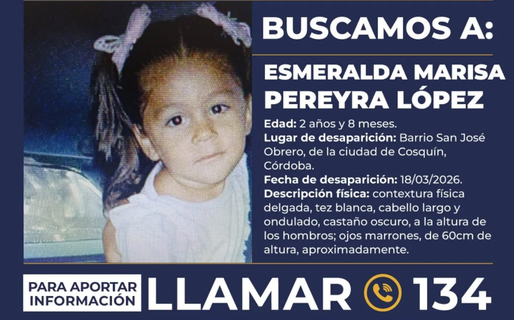 Activaron el Alerta Sofía por una nena de 2 años que desapareció en Córdoba
