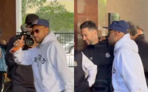 Neymar llegó a la Argentina para jugar con el Santos ante San Lorenzo y fue recibido por fanáticos en el hotel