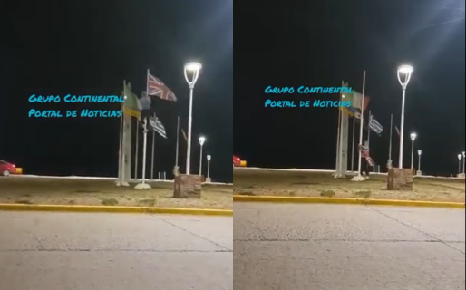 Se subió al mástil en plena vigilia por Malvinas y bajó la bandera británica