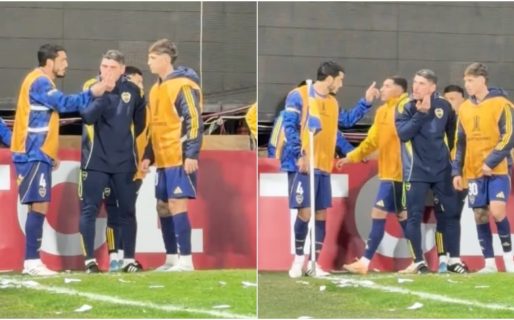 Escándalo en la Bombonera: Nicolás Figal discutió con el cuerpo técnico de Úbeda en pleno partido