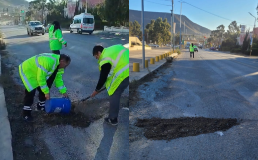«Cansados de soportar que los puteen..» Inspectores de tránsito taparon baches con tierra en Km 3