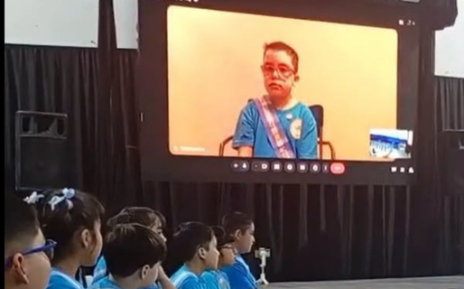 La promesa a la bandera a la distancia