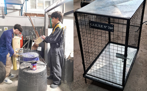 Alumnos de séptimo año de la Escuela 760 construyen jaulas trampa para rescatar animales callejeros