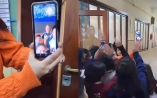 El emotivo momento que vivieron los alumnos de una escuela al hablar por videollamada con los jugadores de la Selección argentina