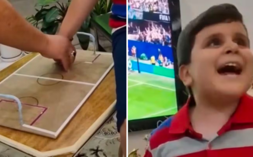 Tiene 9 años, es ciego y siguió el pase de Argentina a la final con una maqueta táctil diseñada por su padre