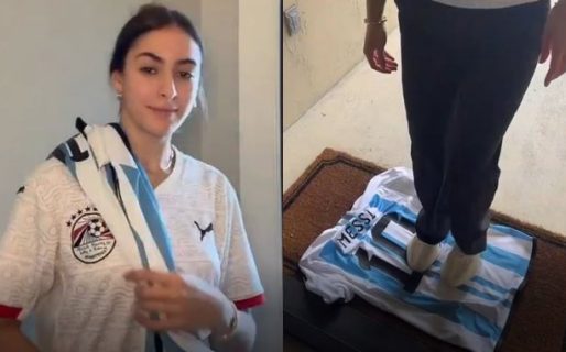 La polémica propuesta de una tiktoker egipcia tras la eliminación en el Mundial: Usar la camiseta de Messi como trapo de piso