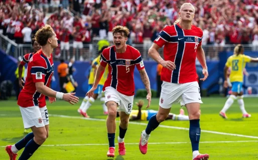 Noruega le ganó 2-1 a Brasil con dos golazos de Haaland y pasó a cuartos