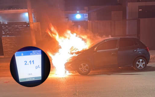 Se le incendió el coche tras un fuerte choque y dio positivo en el test de alcoholemia