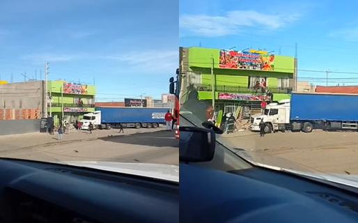 Despejaron la zona donde un camión chocó contra un comercio en Km 14: bomberos trabajan en el lugar