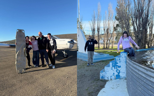 Tercera generación en el aire: Luciana hizo su primer vuelo sola y lo celebró con el clásico bautismo