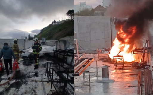 Una fuerte columna de humo alertó por un incendio en una concesionaria