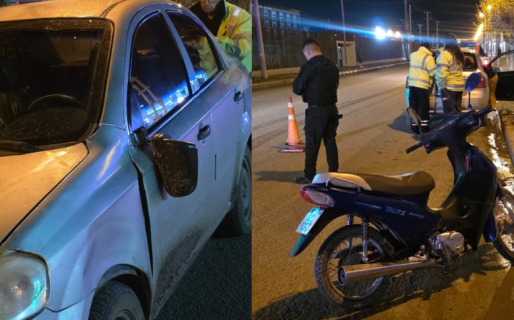 Una moto y un vehículo protagonizaron un choque en Km 5