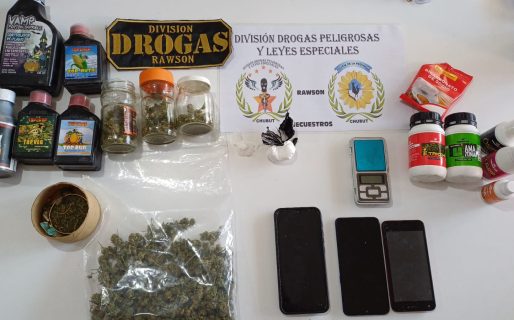 <strong>Allanamiento por narcomenudeo en Rawson: la Policía del Chubut secuestró cocaína y marihuana</strong>